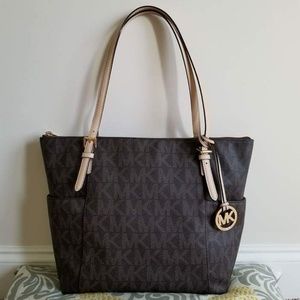 Michael Kors Brown Jet Set Logo Tote